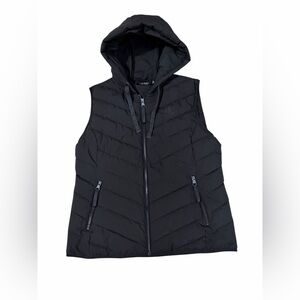Lauren Ralph Lauren Vest Womens Large Hooded Puffer Black Stretch RLL